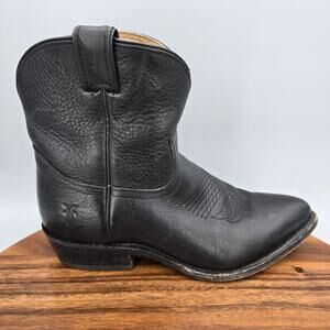 Frye Billy Short Boots Women 9 B Black Leather Ankle Western Cowgirl Pointed Toe